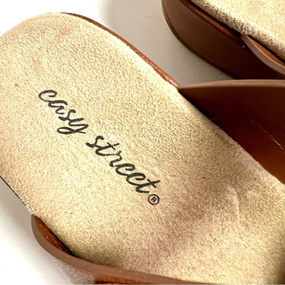 Easy Street Women's Koda Wedge Sandal brown minimalist preppy casual comfy 7M